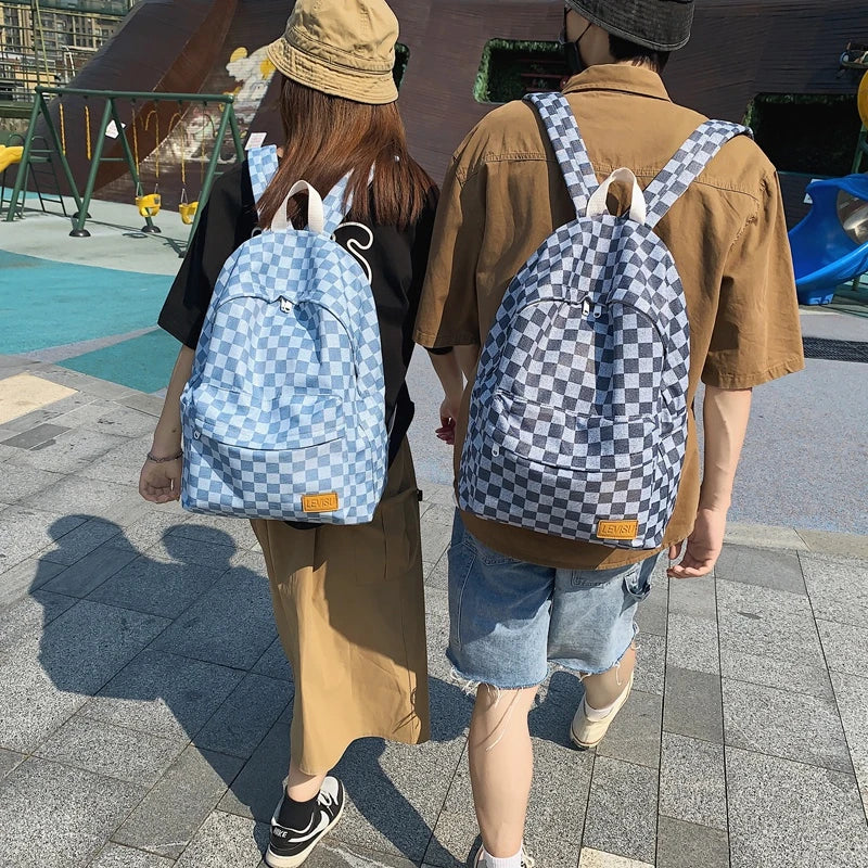 Unisex Jean Plaid Laptop Backpack 👜