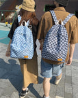 Unisex Jean Plaid Laptop Backpack 👜