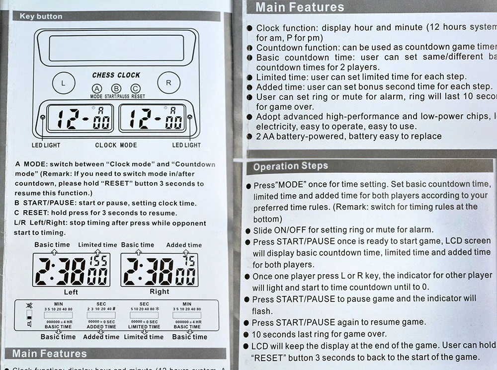 Electronic Chess Clock Timer🎮