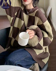 Retro Style Lattice Knit Sweater