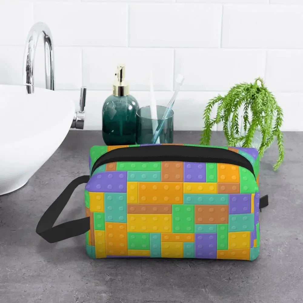 Custom Travel Plastic Toy Block Pattern Toiletry Bag 💄