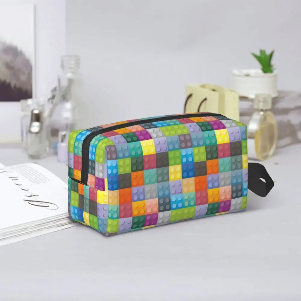 Custom Travel Plastic Toy Block Pattern Toiletry Bag 💄