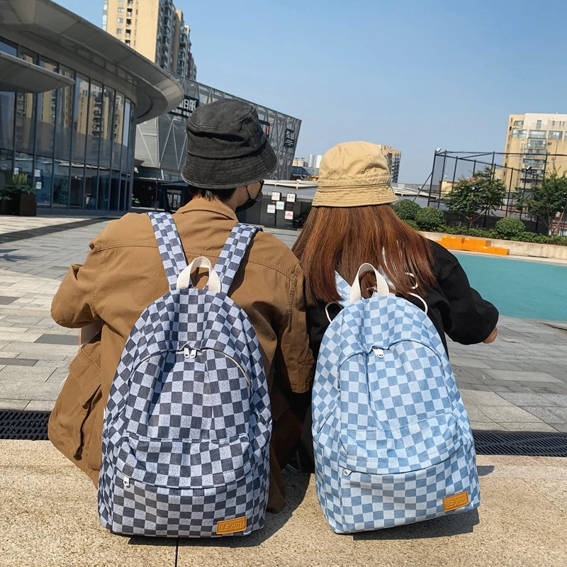 Unisex Jean Plaid Laptop Backpack 👜