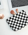 Advanced Black-and-White Plaid Makeup Bag 💼