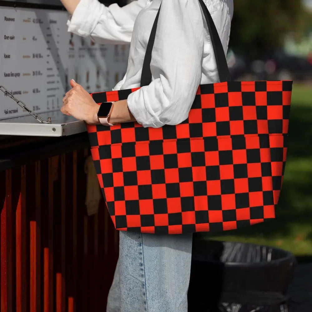 Custom Black and White Check Checkered 👜