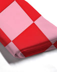 Creative Checkered Pink and Red Waterproof Shower Curtain Set