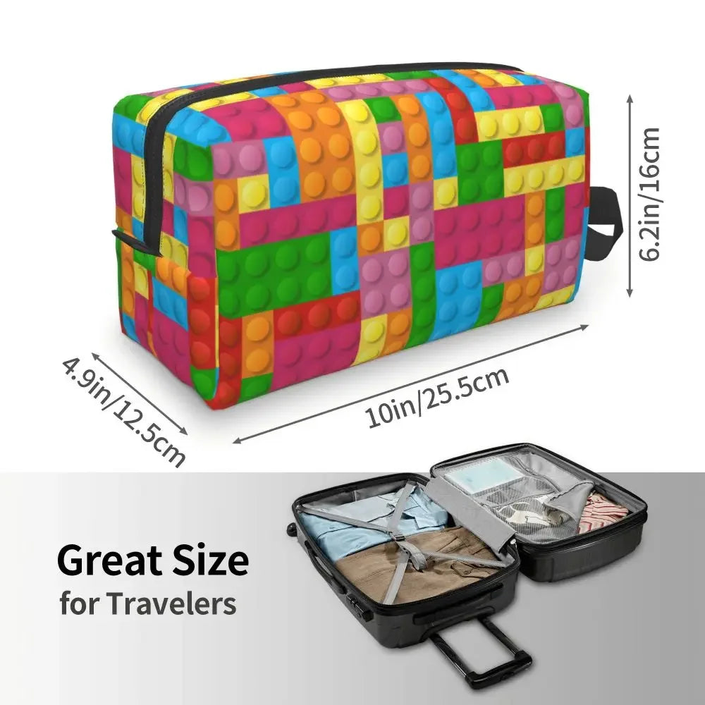 Custom Travel Plastic Toy Block Pattern Toiletry Bag 💄