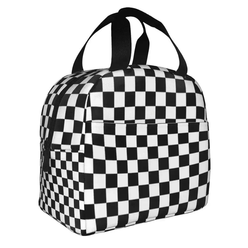 Chequered Flag Black-Min Lunch Bento Bags 👜