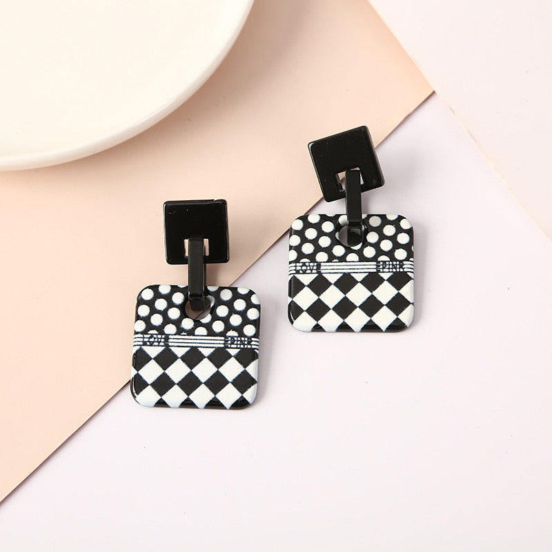 New Square Checkerboard Earrings