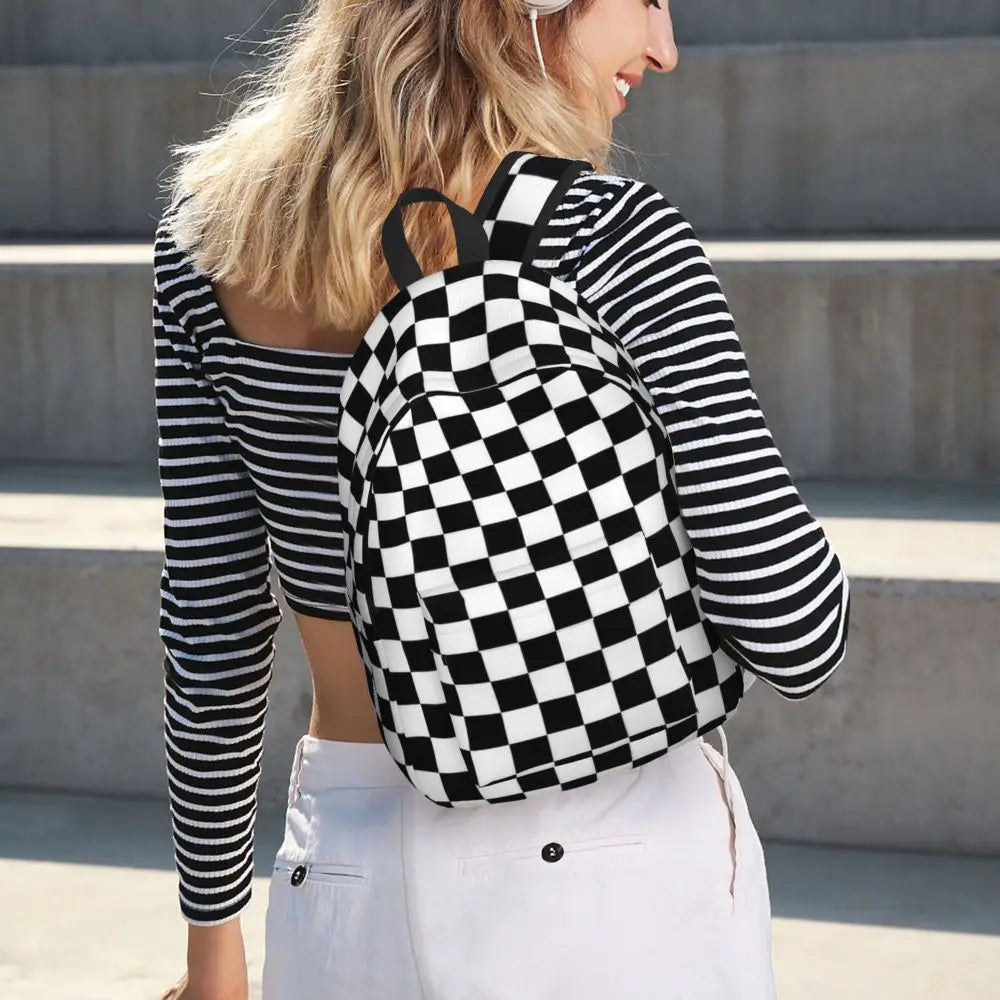 Black and White Checkerboard Backpack 🎒