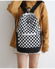 New Girl Cute Plaid Canvas Travel Backpack 👜