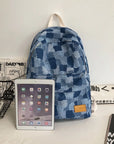 Unisex Jean Plaid Laptop Backpack 👜