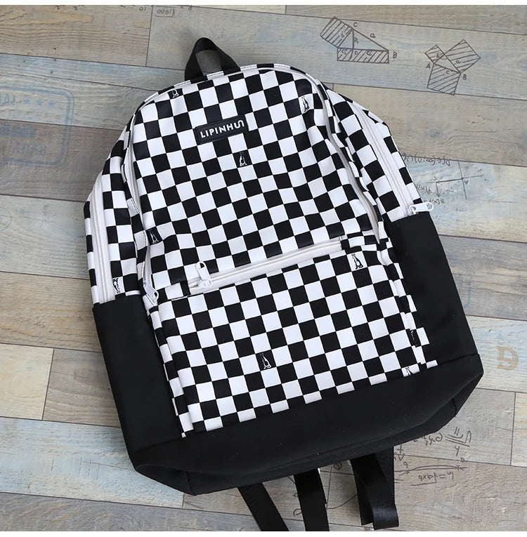 New Girl Cute Plaid Canvas Travel Backpack 👜