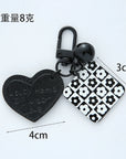 Geometric Heart Checkered Keychain Bag Charm