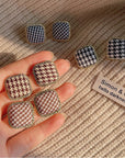 Chic Houndstooth Stud Earrings