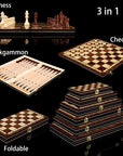 2-in-1 Chess and Checkers Solid Wood Foldable Board Game 🧳