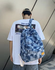 Unisex Jean Plaid Laptop Backpack 👜