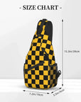 Black and Yellow Checkerboard Pattern Sling Bag for Men 👜