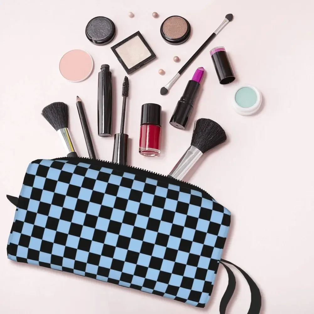 Black And White Checkerboard Pattern Toiletry Bag 💼