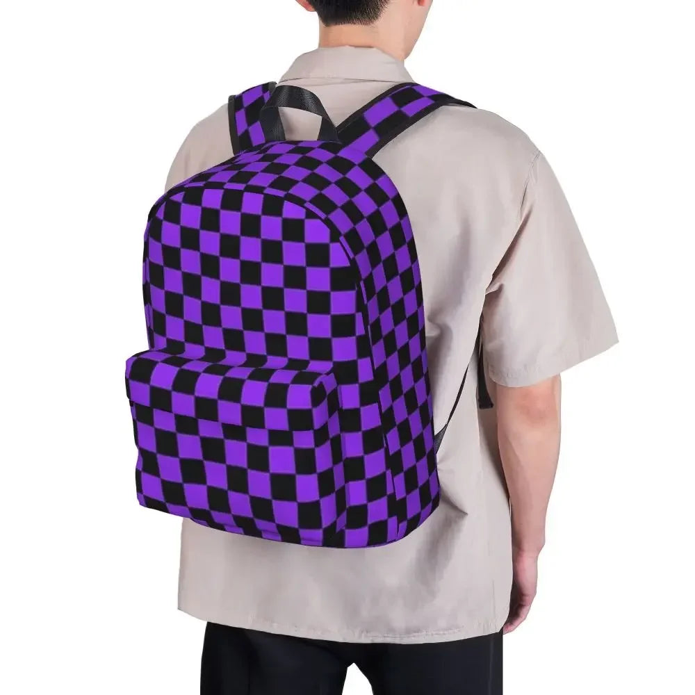 Proton Purple and Black Checkerboard Backpack 👜