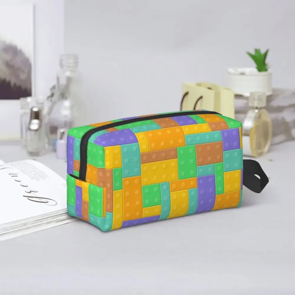 Custom Travel Plastic Toy Block Pattern Toiletry Bag 💄