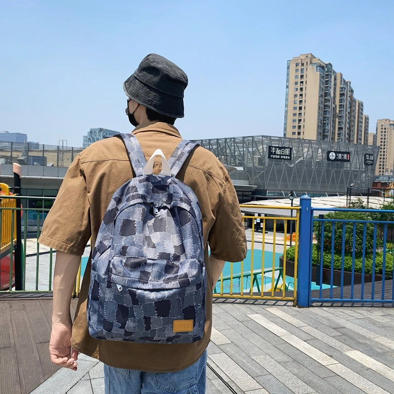 Unisex Jean Plaid Laptop Backpack 👜