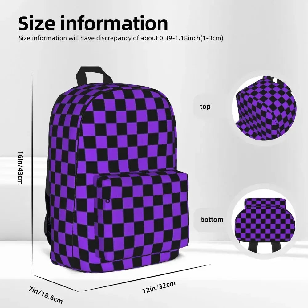 Proton Purple and Black Checkerboard Backpack 👜