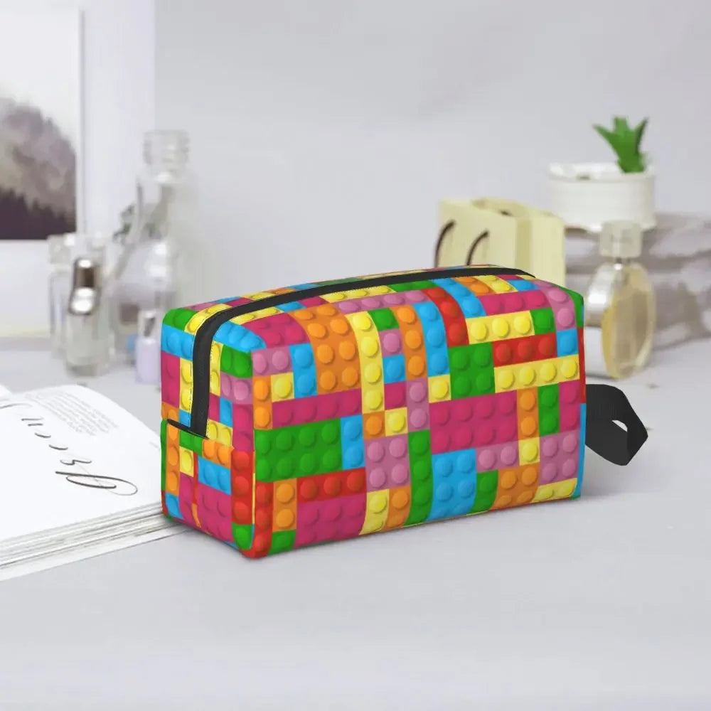 Custom Travel Plastic Toy Block Pattern Toiletry Bag 💄