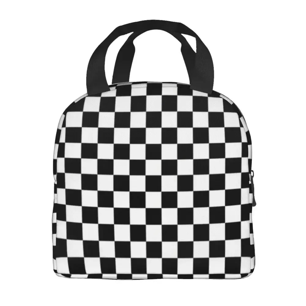 Chequered Flag Black-Min Lunch Bento Bags 👜