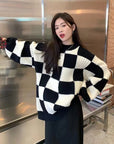 Checkerboard Knitted Sweater