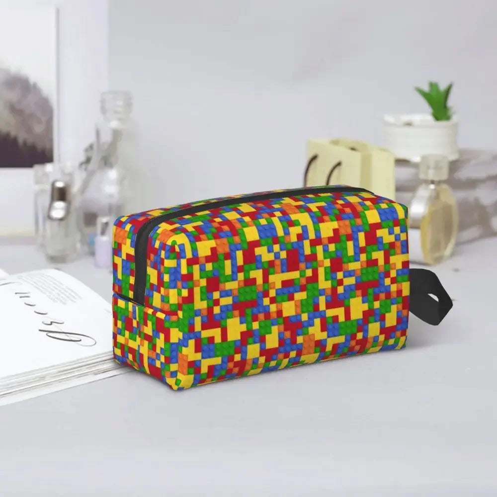 Custom Travel Plastic Toy Block Pattern Toiletry Bag 💄