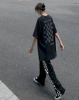 Korean Fashion Checkerboard Side Sweatpants