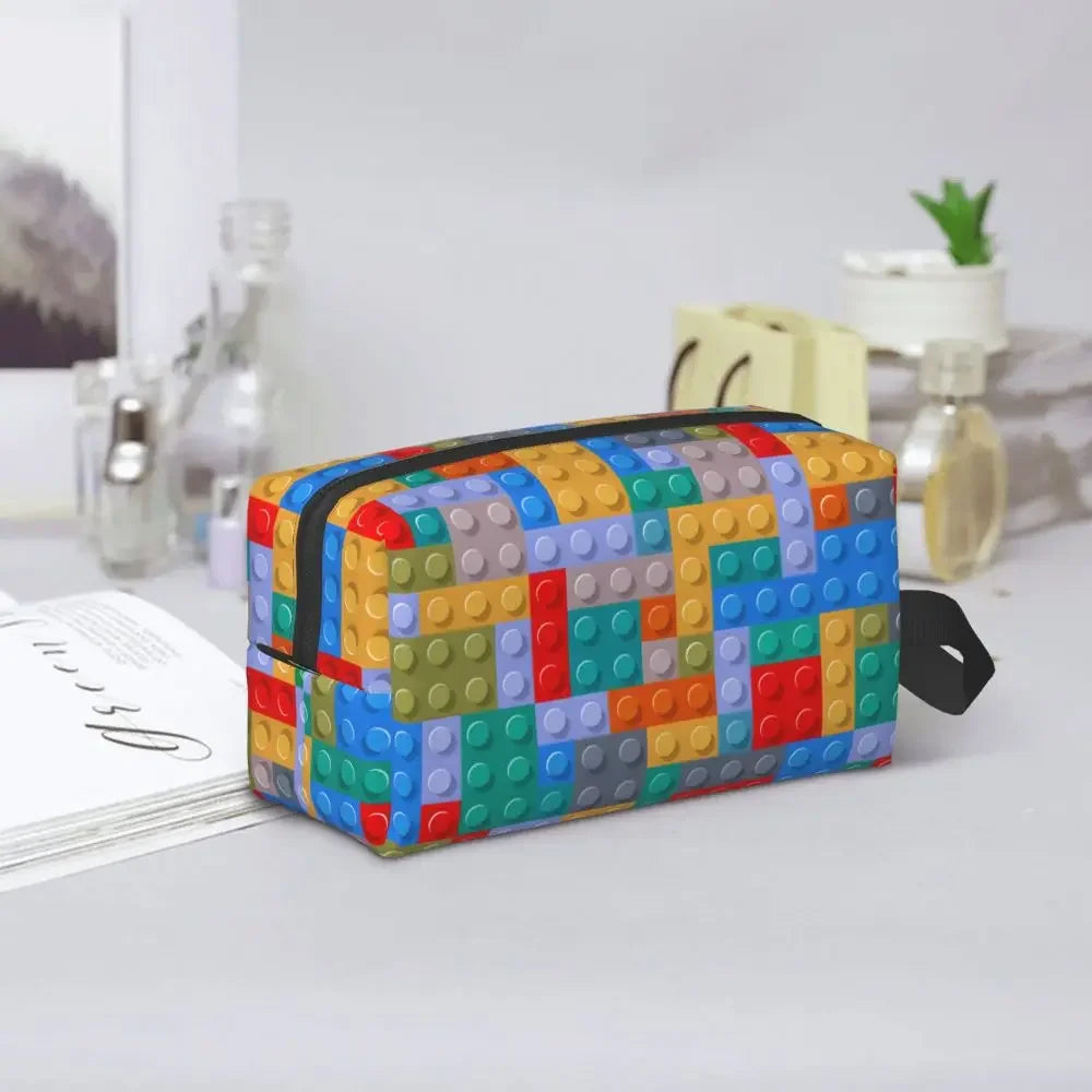 Custom Travel Plastic Toy Block Pattern Toiletry Bag 💄