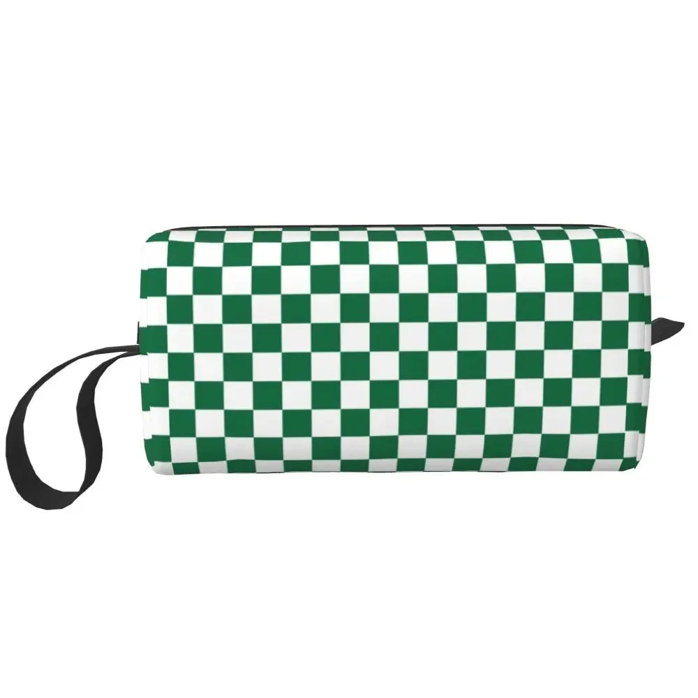 Black And White Checkerboard Pattern Toiletry Bag 💼