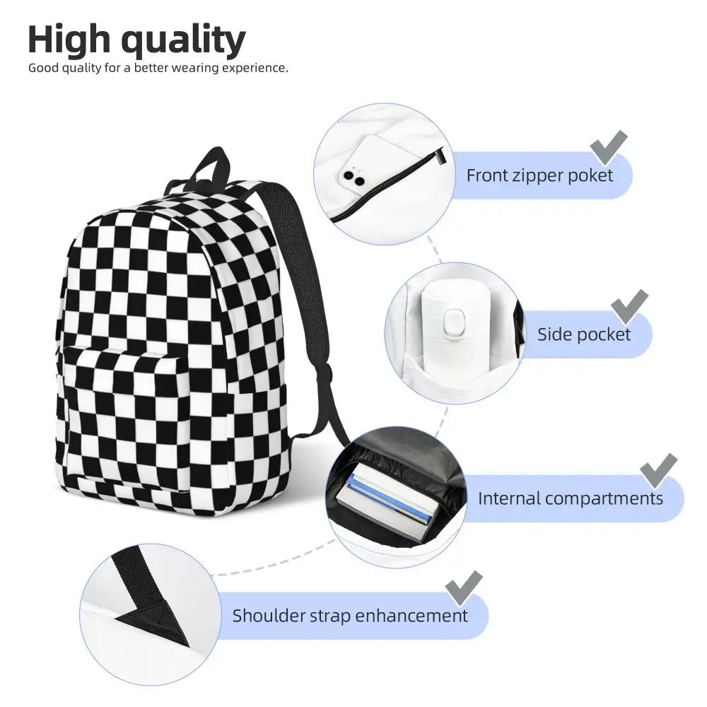 Black and White Checkerboard Backpack 🎒