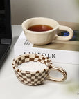 Checkerboard Ceramic Coffee Cup