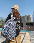 Unisex Jean Plaid Laptop Backpack 👜