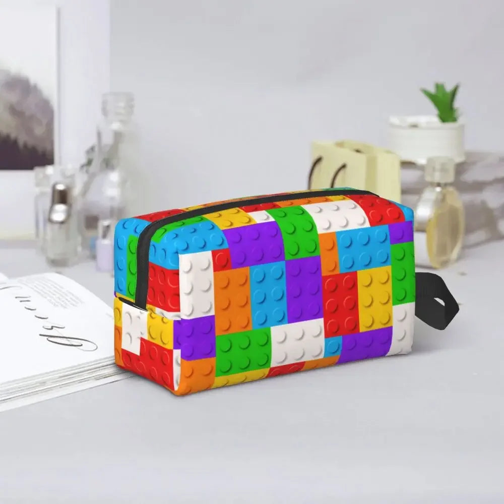 Custom Travel Plastic Toy Block Pattern Toiletry Bag 💄