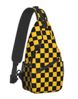 Black and Yellow Checkerboard Pattern Sling Bag for Men 👜