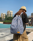 Unisex Jean Plaid Laptop Backpack 👜