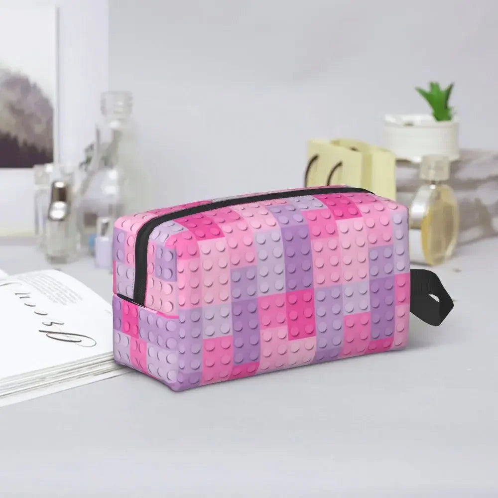 Custom Travel Plastic Toy Block Pattern Toiletry Bag 💄