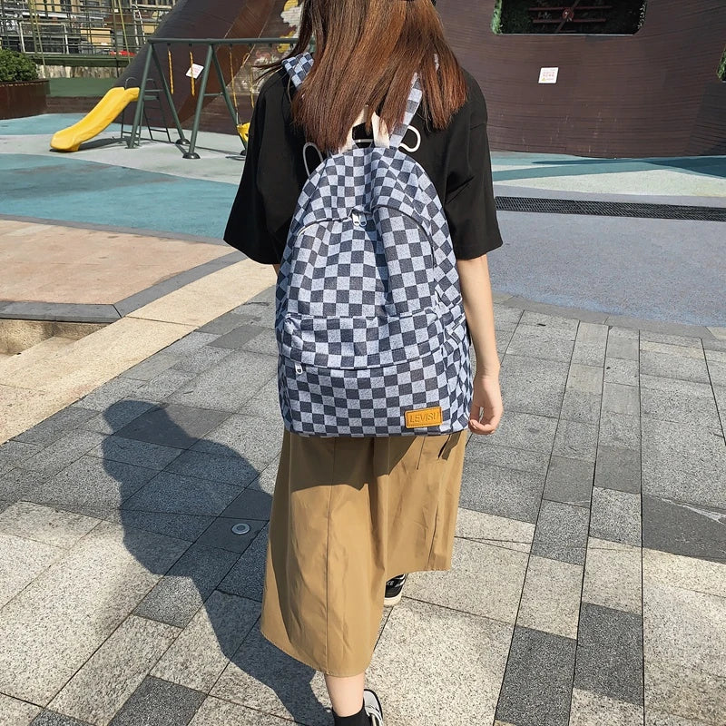 Unisex Jean Plaid Laptop Backpack 👜