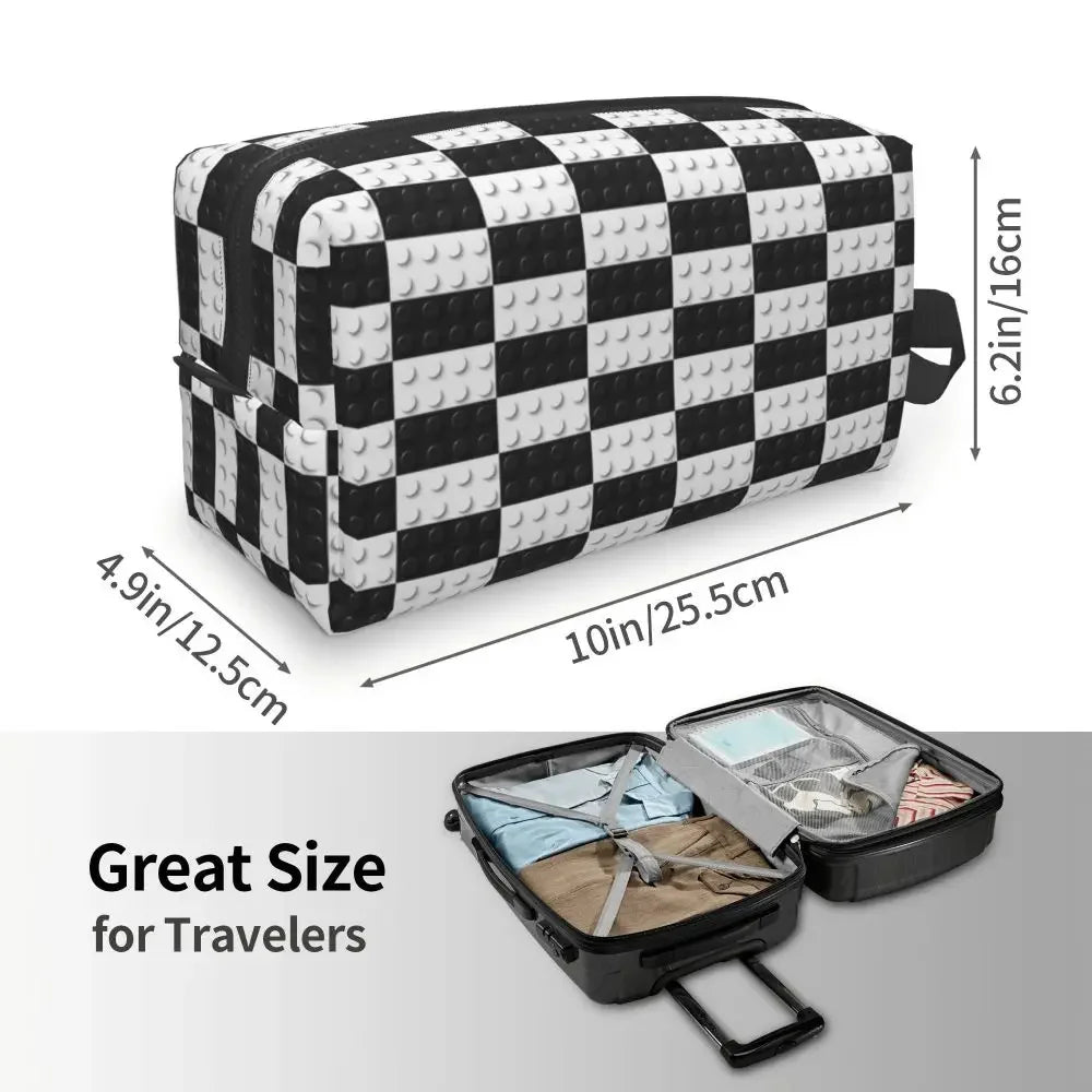 Custom Travel Plastic Toy Block Pattern Toiletry Bag 💄