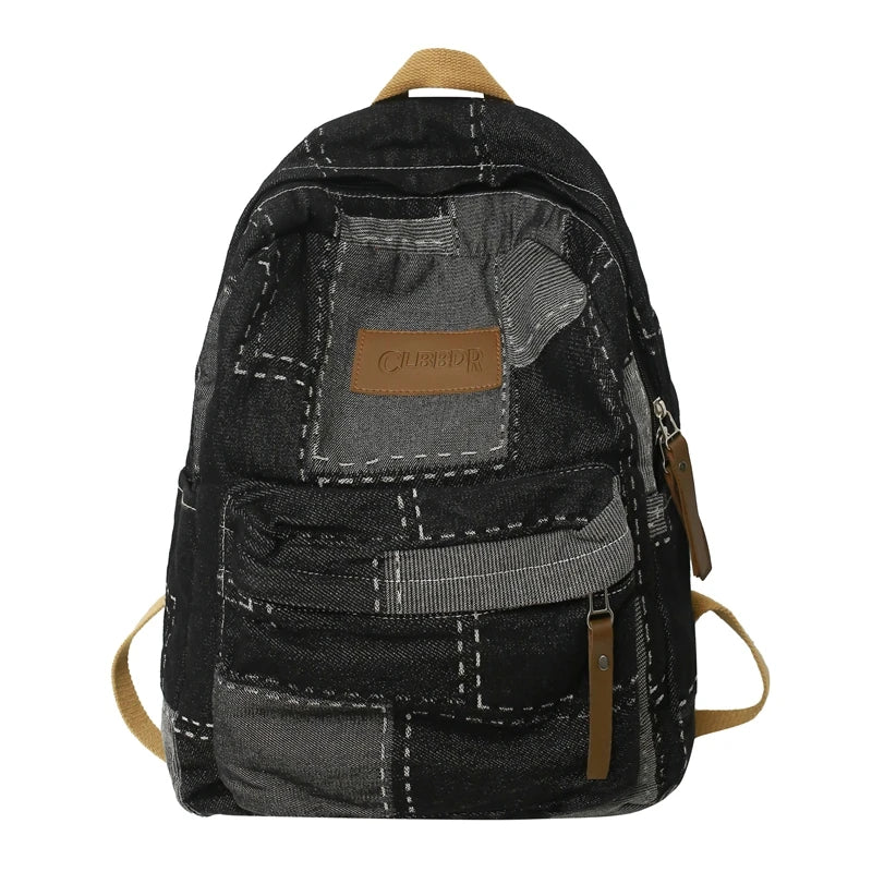 Unisex Jean Plaid Laptop Backpack 👜