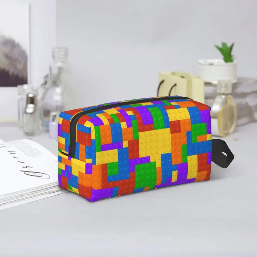 Custom Travel Plastic Toy Block Pattern Toiletry Bag 💄