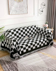 Retro Checkerboard Tapestry Throw Blanket