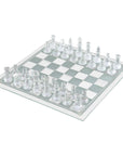 Transparent Frosted Glass Chess Set with Elegant Pieces
