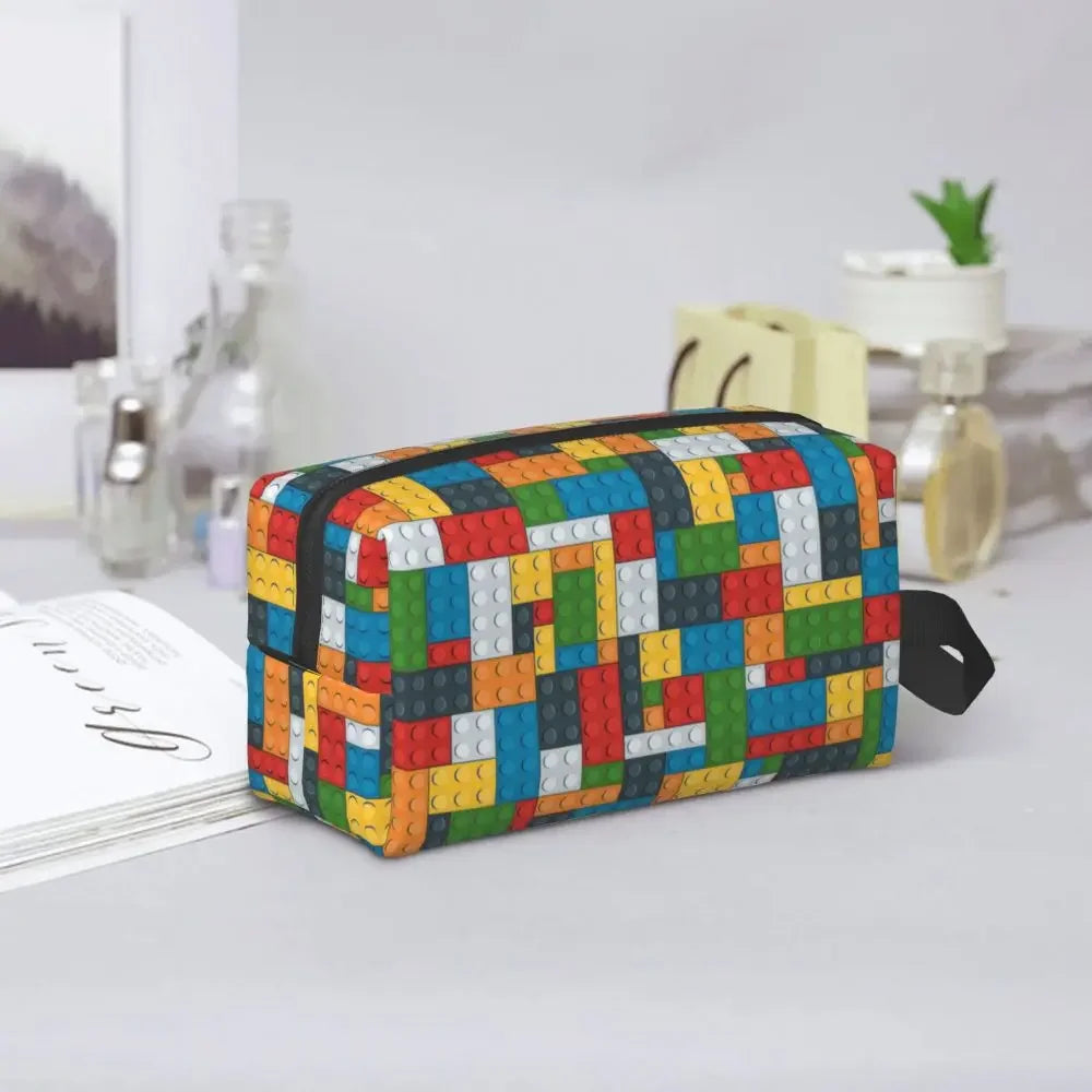 Custom Travel Plastic Toy Block Pattern Toiletry Bag 💄