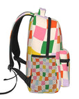 Wavy Colorful Checkerboard Pattern Backpacks for Boys & Girls 👜