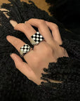Trendy Checkerboard Opening Ring
